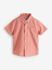 Rust Red Linen Blend Short Sleeve Shirt - Image 1 of 1