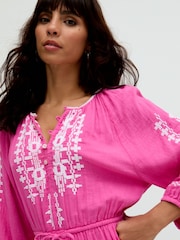 Raffya Pink Mini Sophia Tiered Ruffle Embroidered Dress - Image 5 of 5