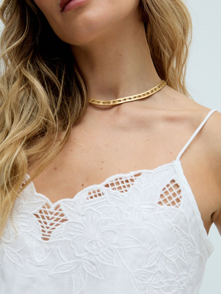 Raffya White Delores Scallop Neck Cutwork Cami - Image 4 of 4