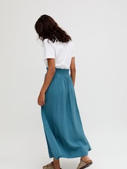 Raffya Blue Azalea Paperbag Shirred Waist Maxi Skirt - Image 4 of 5