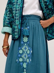 Raffya Blue Azalea Paperbag Shirred Waist Maxi Skirt - Image 5 of 5