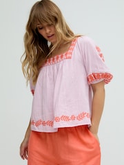 Raffya Clara Square Neck Embroidered Blouse - Imagen 5 de 5