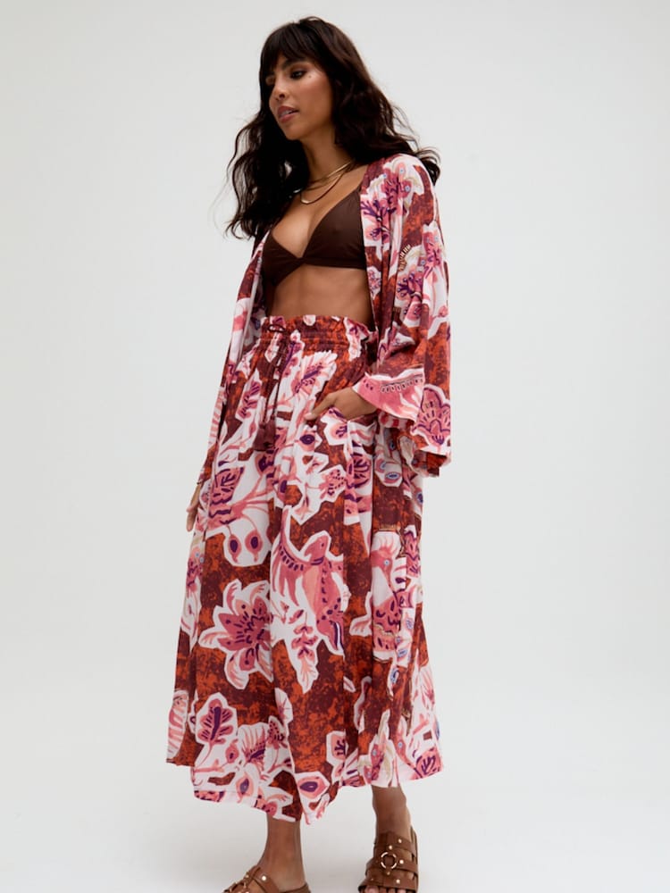 Raffya Pink Ellana Wide Leg Floral Printed Trousers - Image 2 of 5