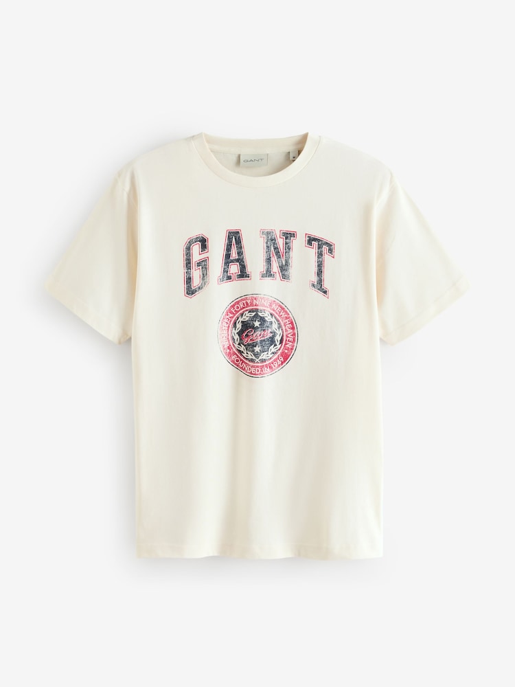 GANT Cream Graphic Print T-Shirt - Image 1 of 1