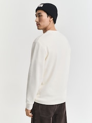 GANT Cream Henley Waffle Texture Long Sleeve T-Shirt - Image 2 of 6