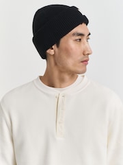 GANT Cream Henley Waffle Texture Long Sleeve T-Shirt - Image 3 of 6