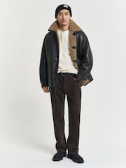 GANT Cream Henley Waffle Texture Long Sleeve T-Shirt - Image 4 of 6