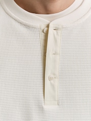 GANT Cream Henley Waffle Texture Long Sleeve T-Shirt - Image 6 of 6