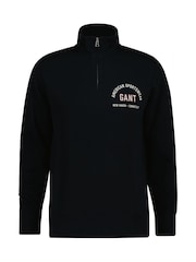 GANT Black Graphic Logo Half ZIp Sweatshirt - Image 1 of 2