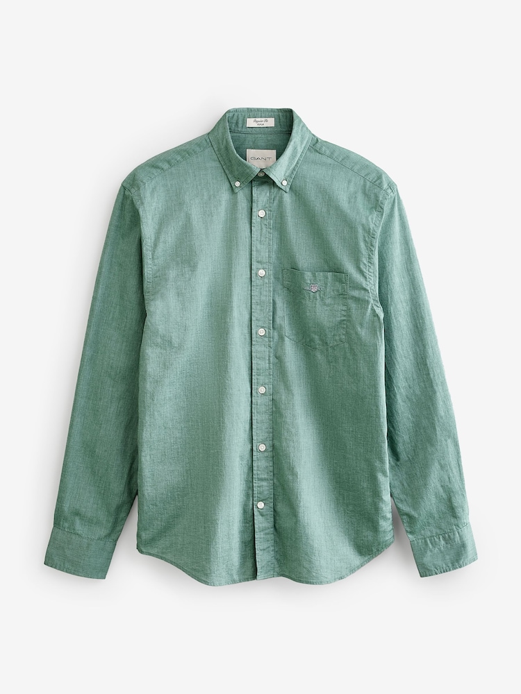 GANT Light Green Regular Fit Poplin Shirt - Image 1 of 1
