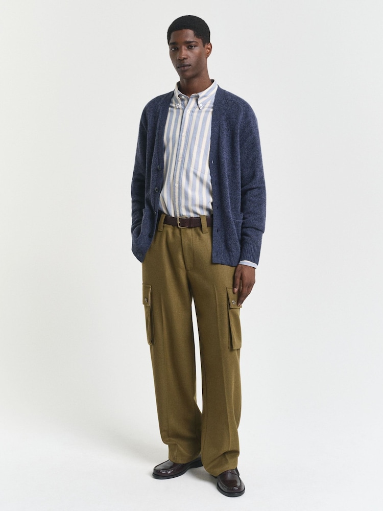 GANT Blue Wool Blend V Cardigan - Image 1 of 3
