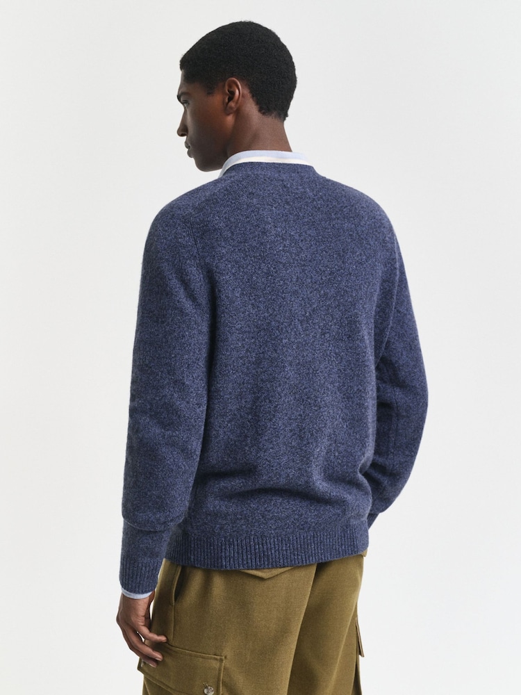 GANT Blue Wool Blend V Cardigan - Image 2 of 3