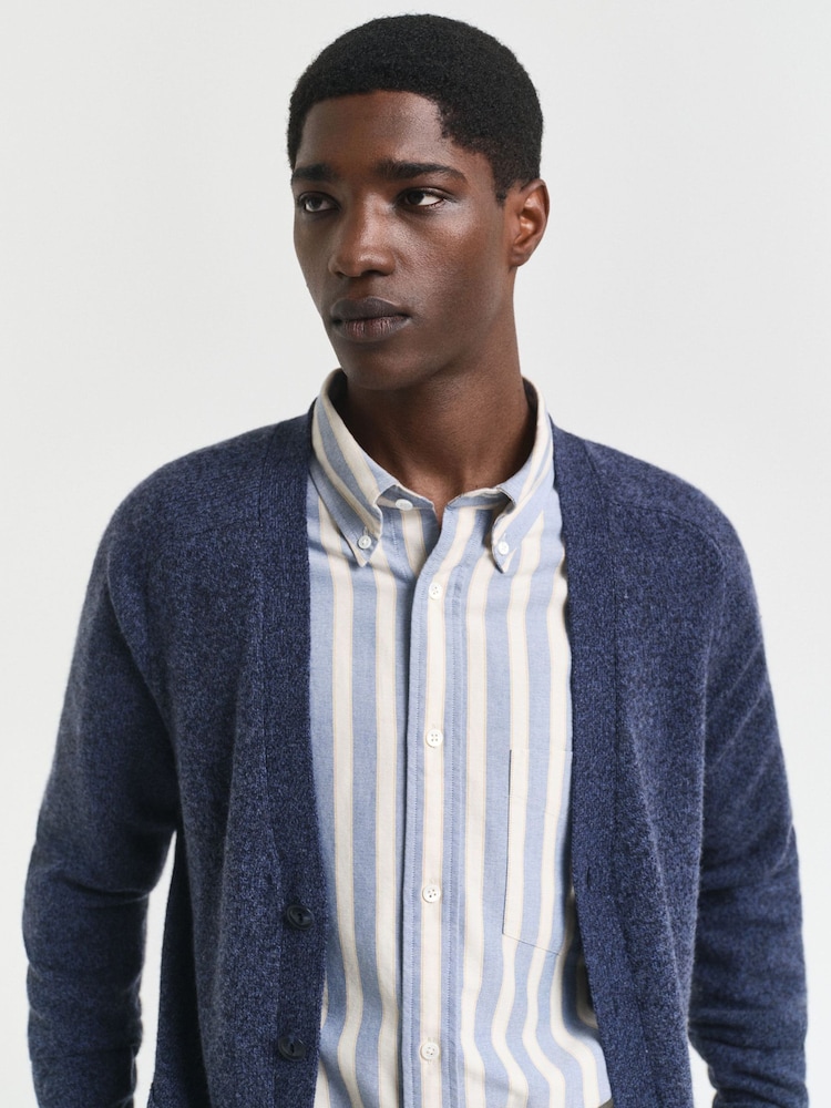 GANT Blue Wool Blend V Cardigan - Image 3 of 3