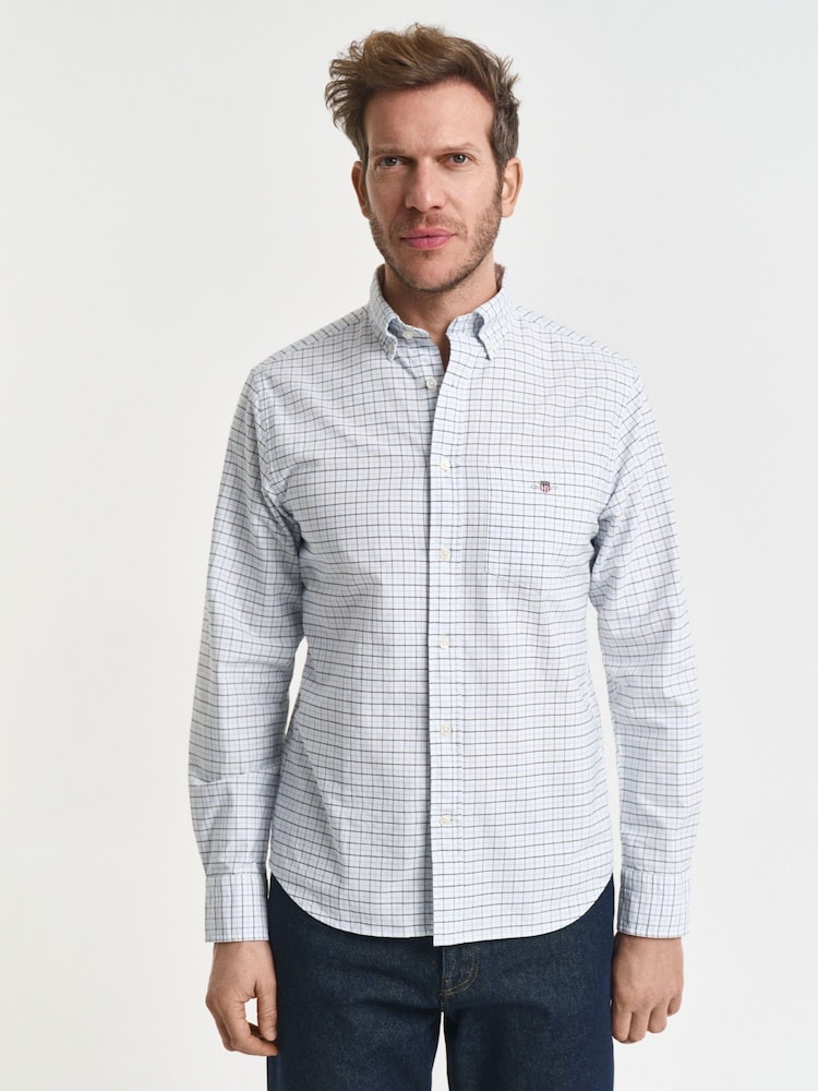 GANT Blue Classic Check Oxford Shirt - Image 1 of 6