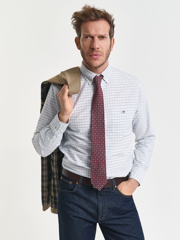 GANT Blue Classic Check Oxford Shirt - Image 2 of 6