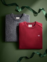 GANT Grey Wool Blend Neppy Crew Neck Knit Jumper - Image 1 of 2