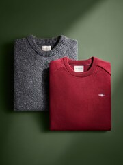 GANT Grey Wool Blend Neppy Crew Neck Knit Jumper - Image 2 of 2
