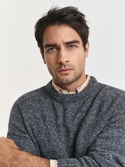 Gris - GANT Wool Blend Neppy Crew Neck Knit Jumper - Imagen 4 de 6
