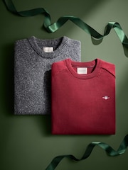 Gris - GANT Wool Blend Neppy Crew Neck Knit Jumper - Imagen 5 de 6