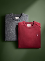 Gris - GANT Wool Blend Neppy Crew Neck Knit Jumper - Imagen 6 de 6