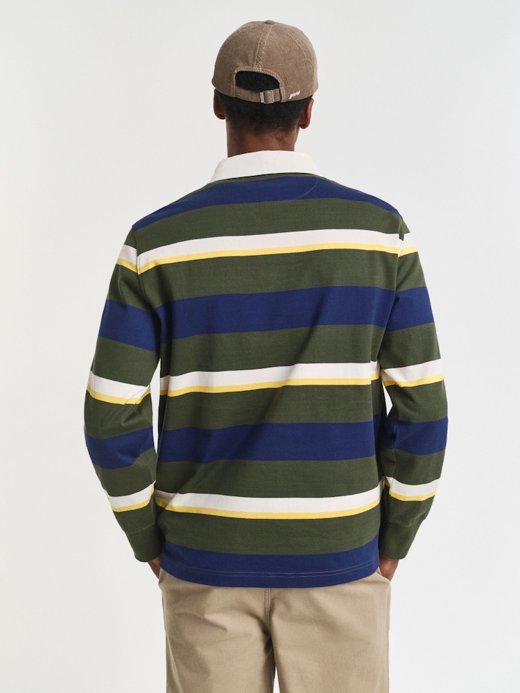 GANT Green Striped Heavy Rugger Rugby Shirt - Image 2 of 5