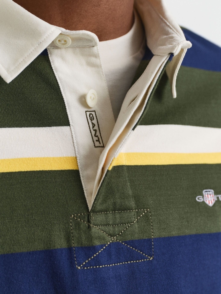 GANT Green Striped Heavy Rugger Rugby Shirt - Image 5 of 5