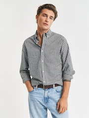 GANT Black Gingham Print Classic Poplin Shirt - Image 1 of 6