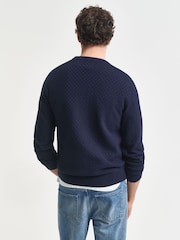 GANT Blue Graphic Logo Badge Half Zip Knit Jumper - Image 2 of 5