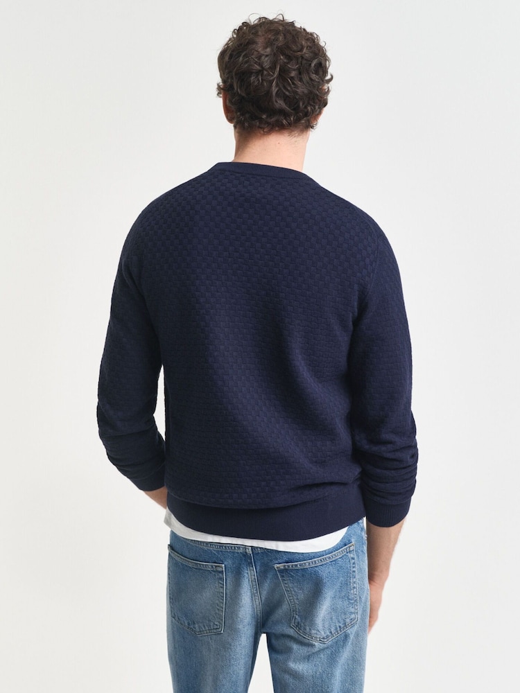 GANT Blue Graphic Logo Badge Half Zip Knit Jumper - Image 2 of 5