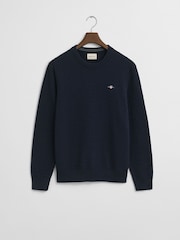 GANT Blue Graphic Logo Badge Half Zip Knit Jumper - Image 5 of 5