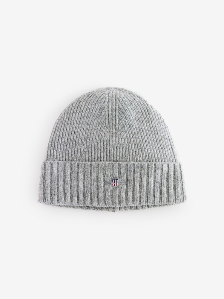 GANT Grey Shield Wool Blend Beanie Hat - Image 1 of 4