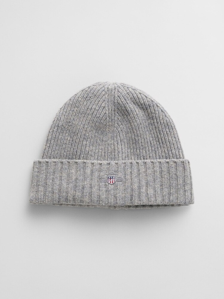 GANT Grey Shield Wool Blend Beanie Hat - Image 2 of 4