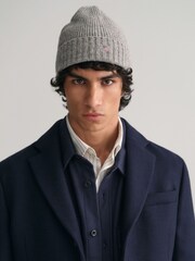 GANT Grey Shield Wool Blend Beanie Hat - Image 4 of 4