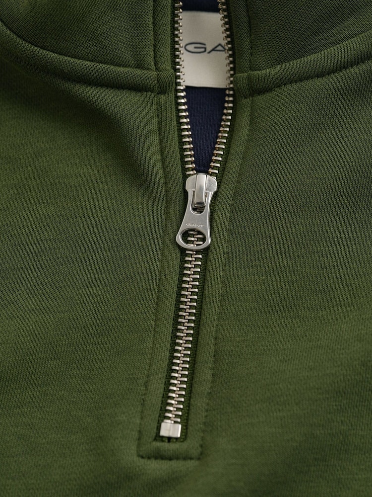 GANT Green Shield Logo Half Zip Sweatshirt - Image 2 of 3