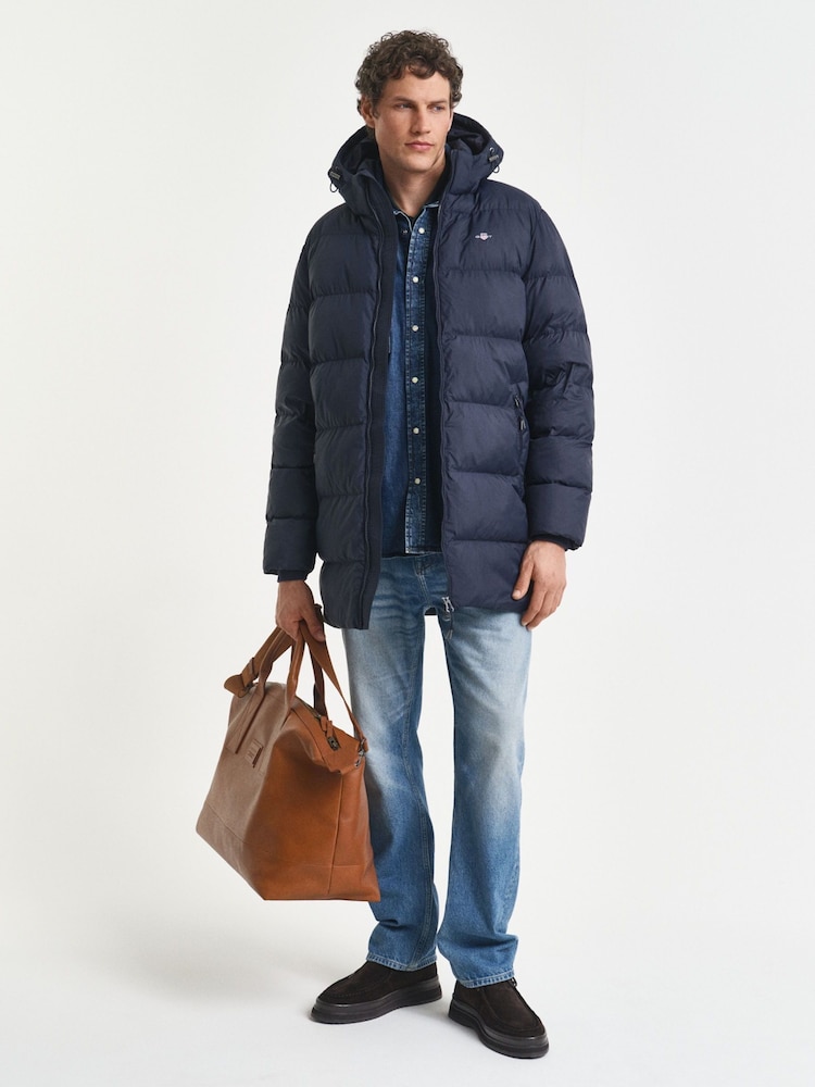 GANT Blue Active Cloud Mid Length Puffer Jacket - Image 2 of 9