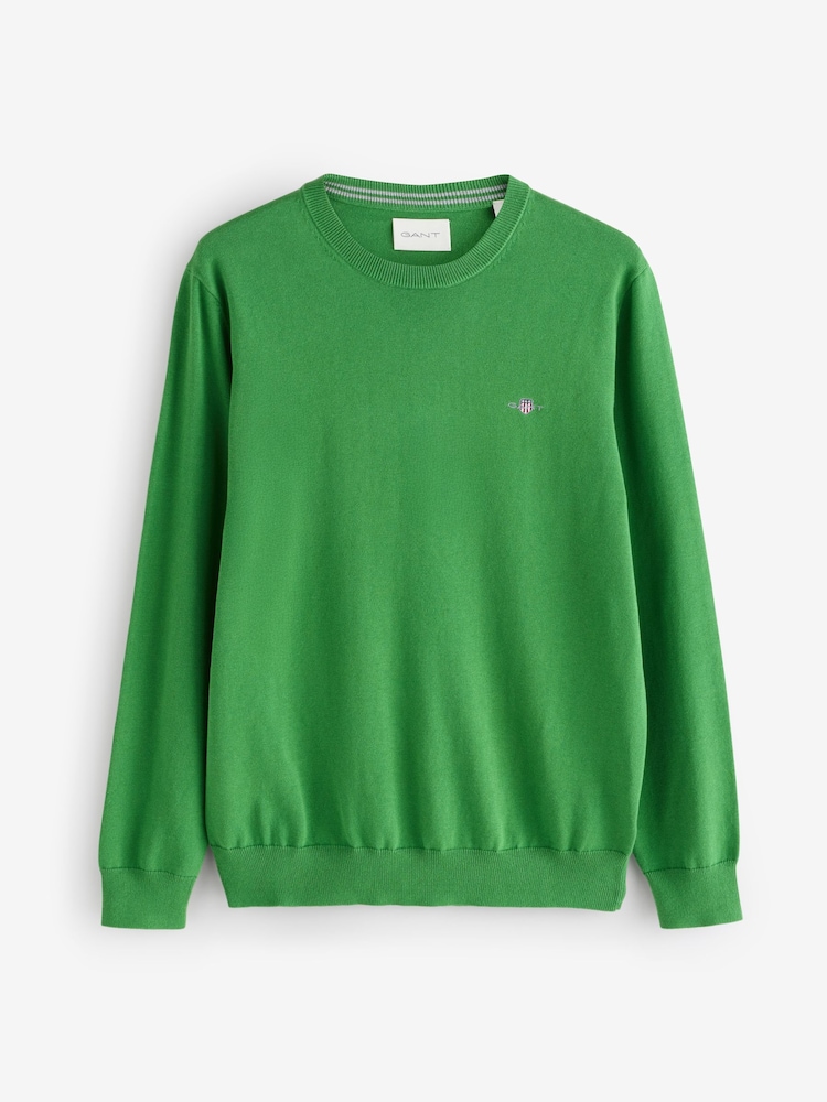 GANT Green Classic Cotton Crew Neck Knit Jumper - Image 1 of 3