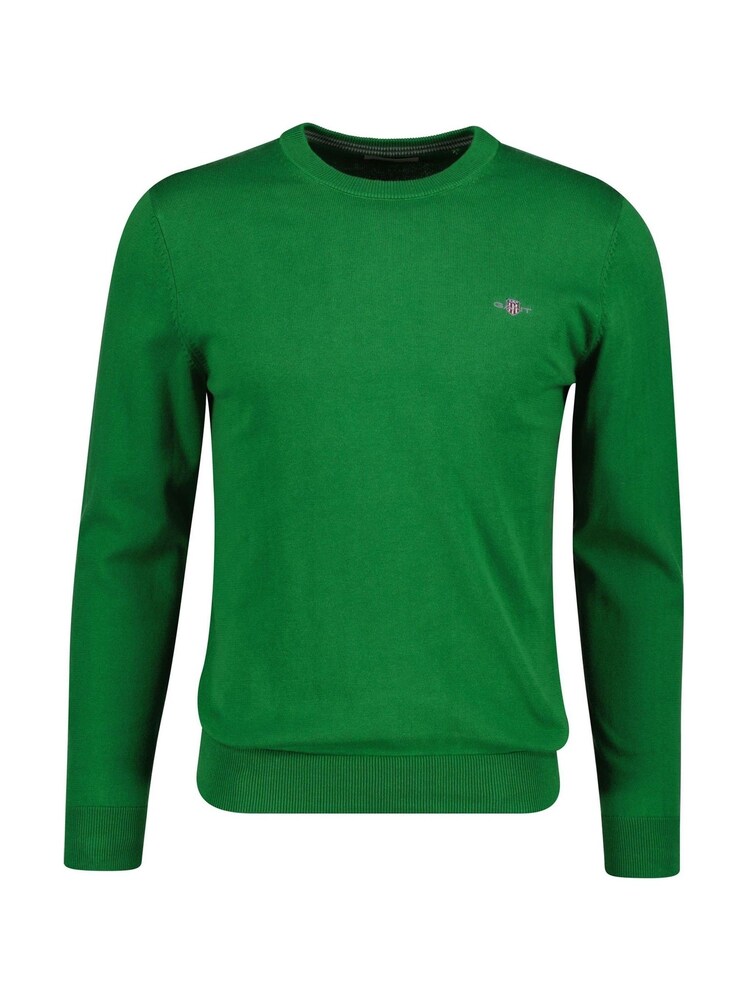 GANT Green Classic Cotton Crew Neck Knit Jumper - Image 2 of 3 GANT Green Classic Cotton Crew Neck Knit Jumper - Image 2 of 3