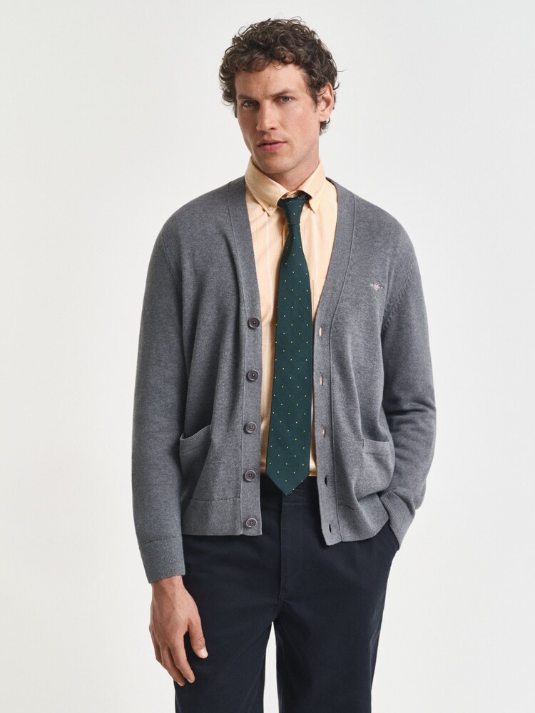 GANT Grey Casual Cotton Knit Cardigan - Image 1 of 4