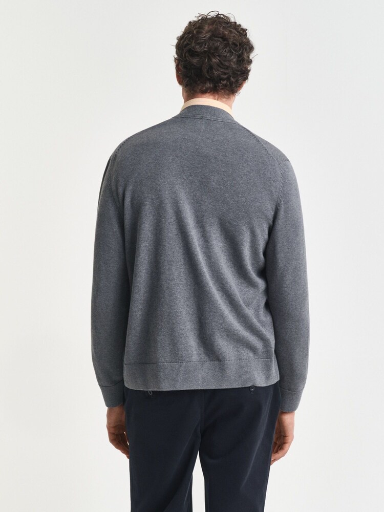 GANT Grey Casual Cotton Knit Cardigan - Image 2 of 4