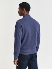 GANT Blue Ribbed Texture Half Zip Sweatshirt - Image 2 of 3