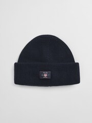 GANT Blue Wool Blend Ribbed Beanie Hat - Image 1 of 2