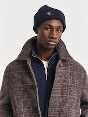 GANT Blue Wool Blend Ribbed Beanie Hat - Image 2 of 2
