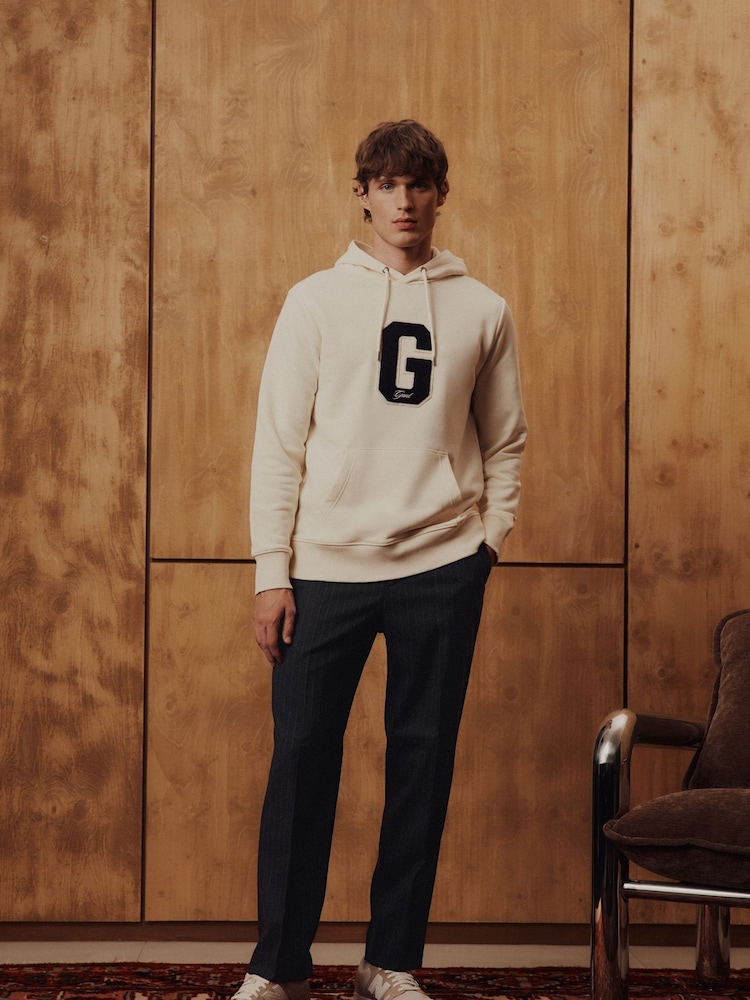 GANT Cream Preppy G Logo Hoodie - Image 1 of 3