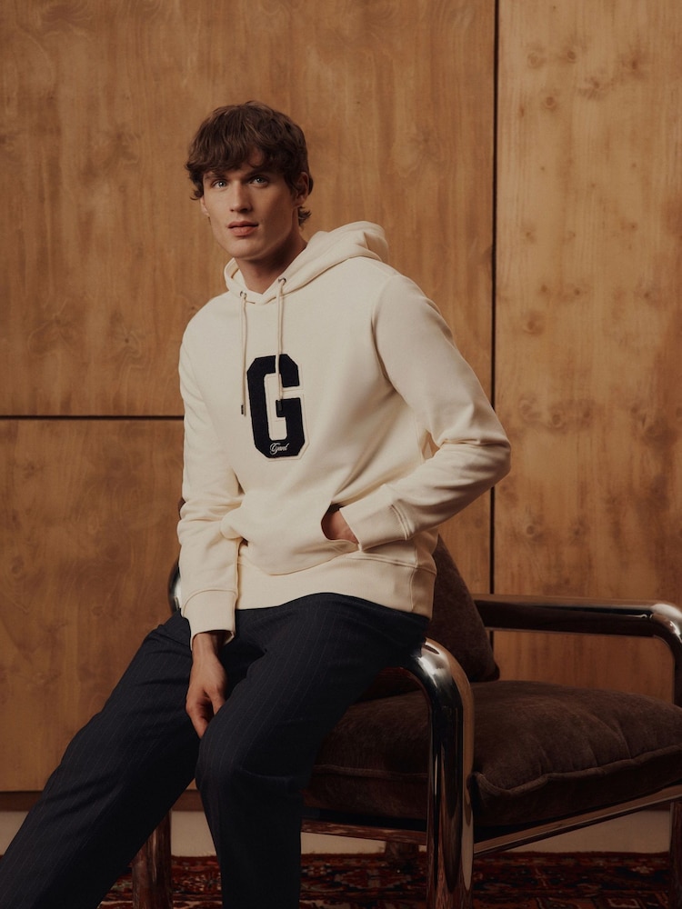 GANT Cream Preppy G Logo Hoodie - Image 3 of 3