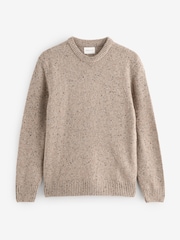 GANT Brown Wool Blend Neppy Crew Neck Knit Jumper - Image 1 of 1