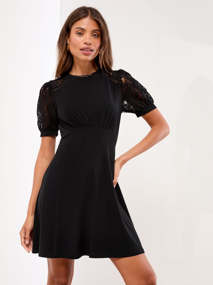 Lipsy Black Lace Insert Underbust Mini Dress - Image 1 of 4