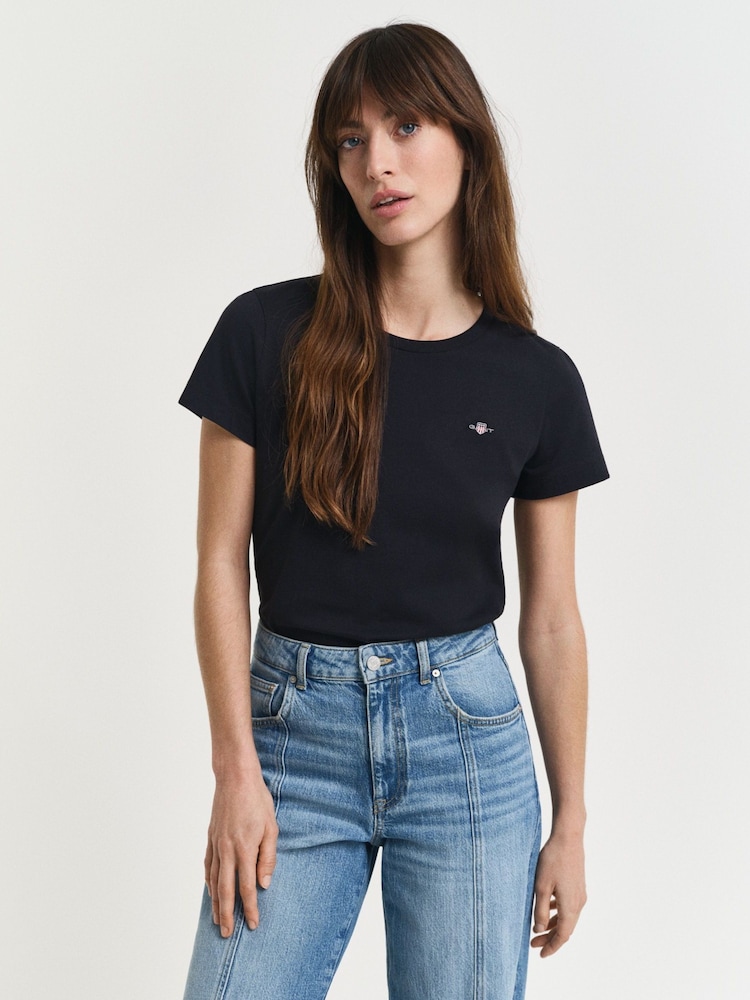 GANT Black Shield Logo T-Shirt - Image 1 of 5