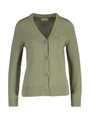 GANT Green Classic Cotton V-Neck Cardigan - Image 1 of 2