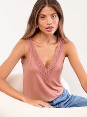 Lipsy Pink Crochet Detail Vest - Image 1 of 4
