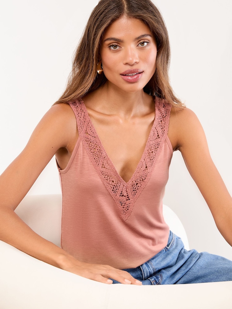 Lipsy Pink Crochet Detail Vest - Image 1 of 4